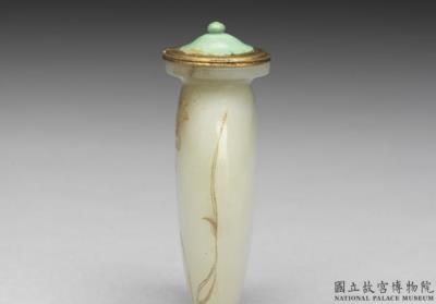 图片[3]-Jade snuff bottle with a filled-gold floral decoration, Qing dynasty, 18th century-China Archive